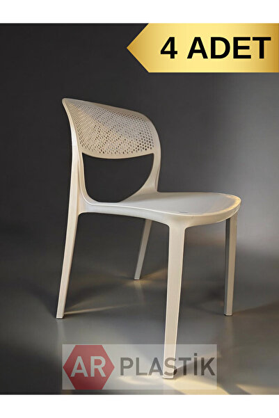 AR PLASTİK Barbi Model Sandalye 4 ADET, Bahçe Sandalyesi, Balkon Sandalyesi