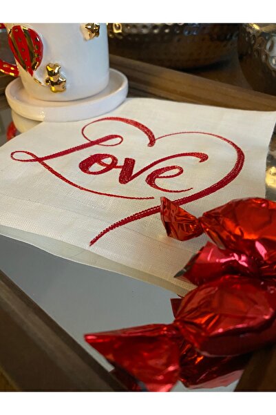 Love Nakışlı Kokteyl Peçetesi Bardak Altlığı