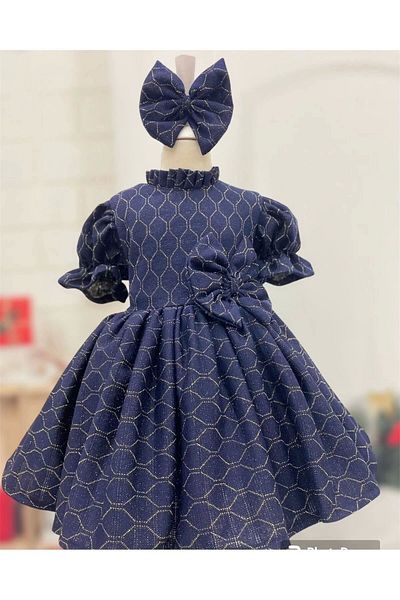 Nissa Blue Yellow Striped Girl's Dress
