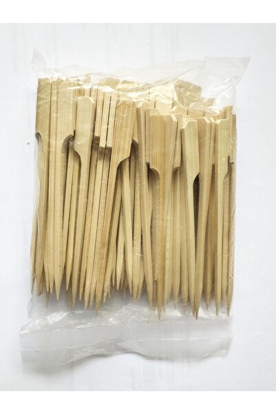 omeyva Ahşap Yassı Tutamaklı Saplı Çöp Şiş - Boy : 12 Cm. - 100 Adetlik 1 Paket