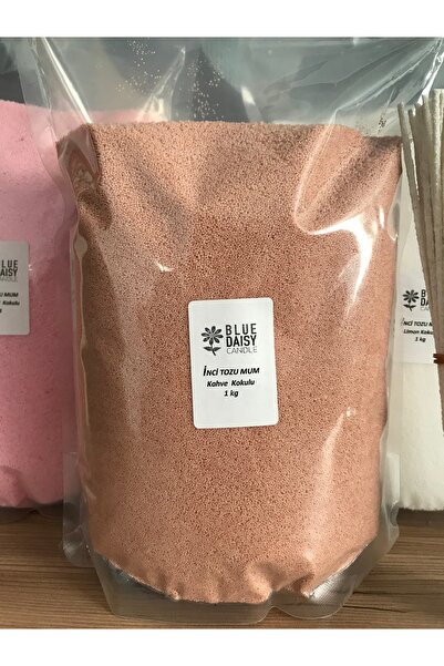 BlueDaisyCandle 1 Kg KAHVERENGİ KAHVE kokulu Inci Tozu Mum ( 25 Adet 20 Cm Fitil Ile ) Toz Mum , Kum Mum