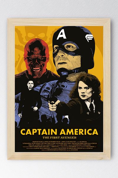 Saturn Pictură înrămată Captain America - Pictură poster The First Avenger Marvel