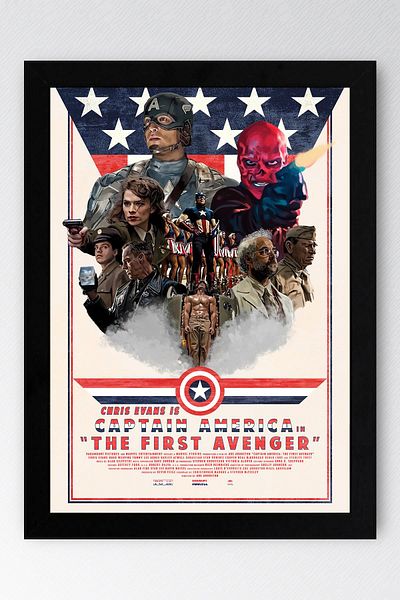 Saturn Pictură înrămată Captain America - Pictură poster The First Avenger Marvel