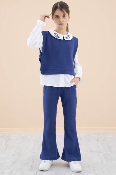 Cansın Mini Светр з коміром та вишивкою, сорочка та спідниця для дівчинки, 3 предмети, 20269