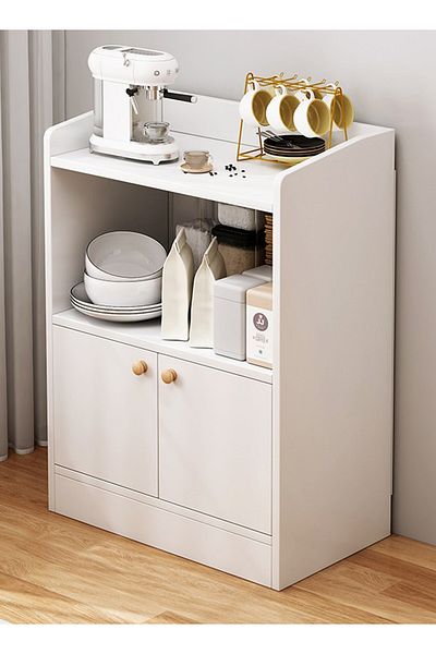 EqiEch White Coffee Storage Desk with Drawer for Cafe, Living Room, Bedroom, Kitchen - 50*30*80cm
