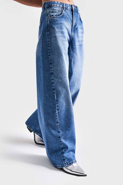 its basic Blugi de damă Blue Palazzo Fit Denim Color - 100% Denim Koton 2S54