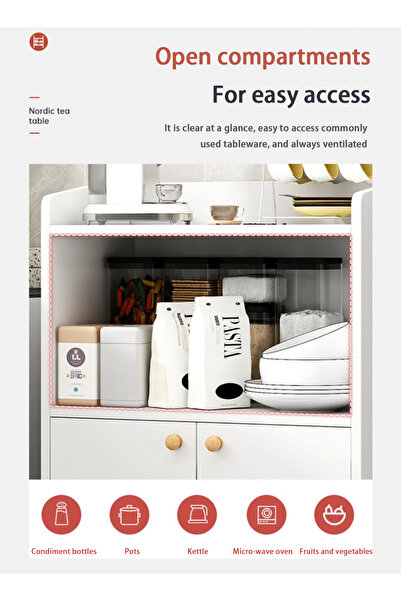 EqiEch White Kitchen Storage Cabinet,For Living Room, Bedroom, Kitchen - 50*30*80cm