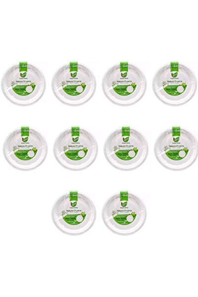 Roll-Up طبق ورقي للاستعمال مرة واحدة من الورق المقوى الطبيعي - 26 سم- 10 عبوا...