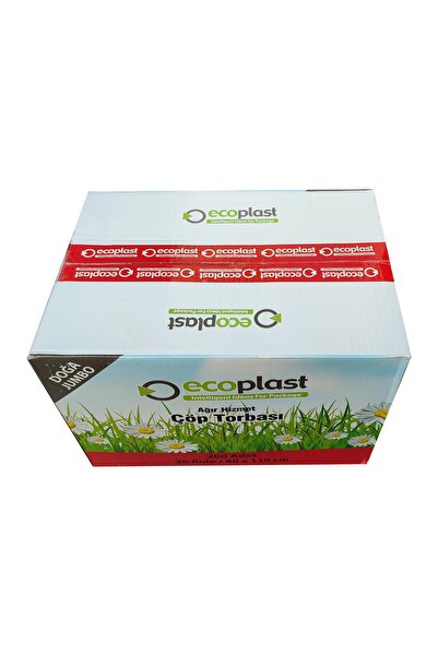 ECOPLAST Battal Boy Çöp Torbası Poşeti - 500 Gr. - 90 Litre - 80 x 110 Cm / 10 Adetlik 10 Rulo