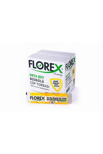 Florex 40 Liter Drawstring Lemon Scented Yellow Garbage Bag / 55 X 60 Cm. - 10x25 Roll / Box