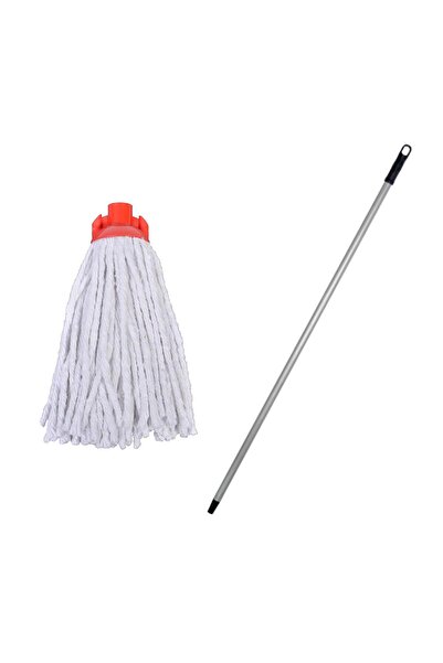 Titiz İspanyola Islak Yedek Mop Takımı - Beyaz Cotton Mop + Metal Vidalı Sap ...