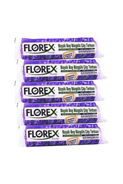Florex 60 Litre Büzgülü Lavanta Kokulu Çöp Torbası Poşeti / 65 x 70 Cm. - 10x...