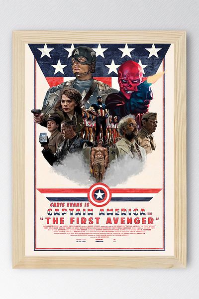 Saturn Pictură înrămată Captain America - Pictură poster The First Avenger Marvel