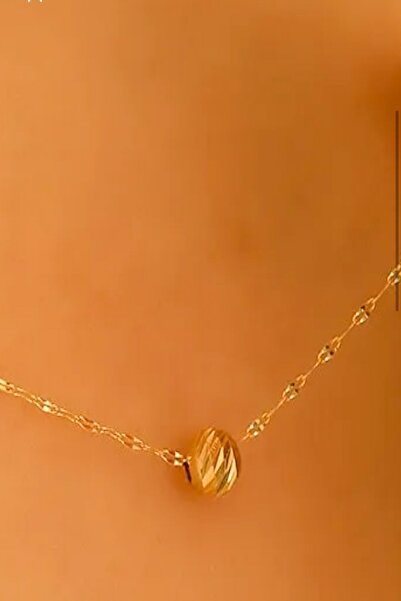 K KRAFTIVA JEWELRY 14 Ayar Altın Dorika Toplu Ince Aynalı Zincir Kolye