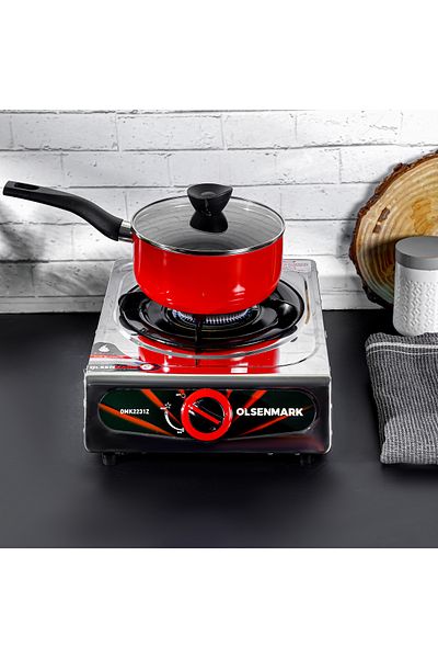 Olsenmark OMK2231 Stainless Steel Single Burner Gas Stove - Auto Ignition - Cast Iron Pan Burner