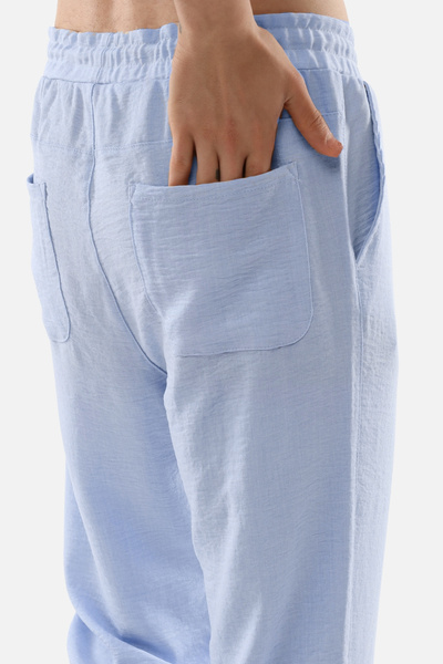 CEDY DENIM Erkek Yazlıkl Sentetik Keten Yüksek Bel Lastikli, Bol Kesim Pantolon C350