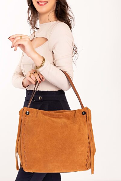 Gondol Kadın Hakiki Deri Süet Omuz Çanta Ysm.1953