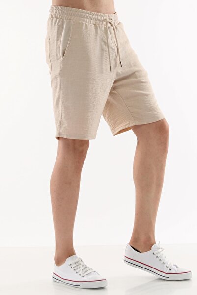 CEDY DENIM Men's Summer Synthetic Linen High Waist Elastic, Loose Fit Shorts C348