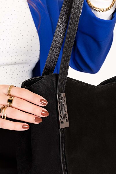 Gondol Kadın Hakiki Deri Süet Omuz Çanta Ysm.2045