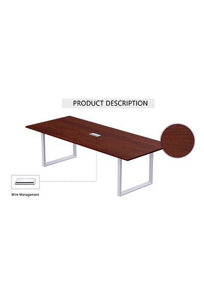 Mahmayi Meeting Table Conference Table with Metal Legs-4 Seater, Loop Leg-Apple Cherry