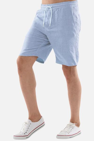 CEDY DENIM Men's Summer Synthetic Linen High Waist Elastic, Loose Fit Shorts C348