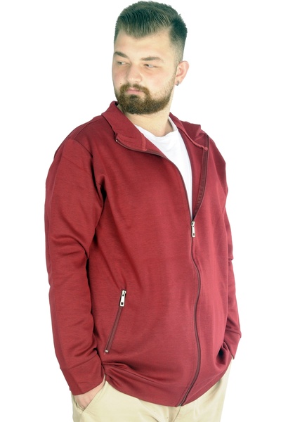 ModeXL Mode Xl Ανδρική ζακέτα με φερμουάρ γιακάς 20571 Claret Red