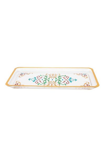 Dania Printed Serving Tray White/Orange/Blue 30x14cm