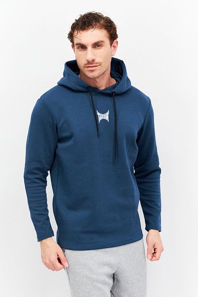 Tapout Men Sportswear Fit Long Sleeve Outdoor Hooded Sweatshirt, Blue