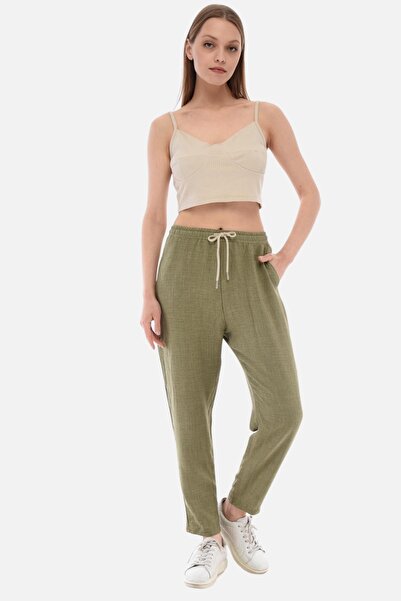 CEDY DENIM Women's Summer Synthetic Linen High Waist Elastic Skinny Leg Mom Pants C611