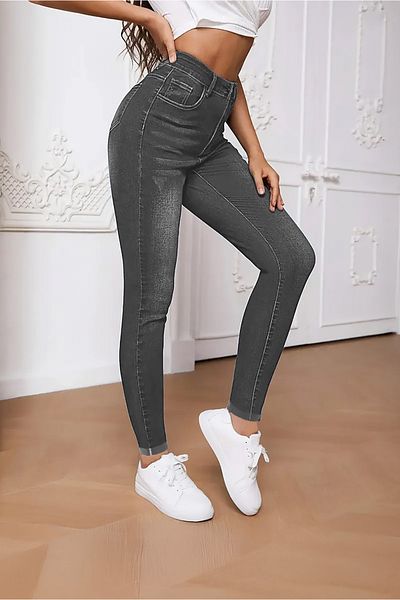 CEDY DENIM Дамски тесни панталони от лека ликра с детайли на крака