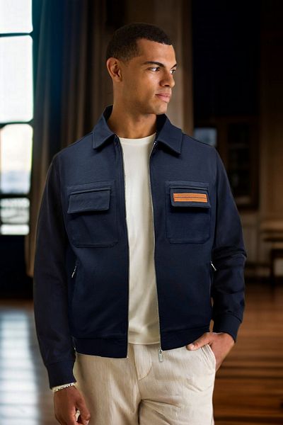 BESSA Ανδρικό μπουφάν Bomber Navy Blue - Φερμουάρ, φόδρα και τσέπες