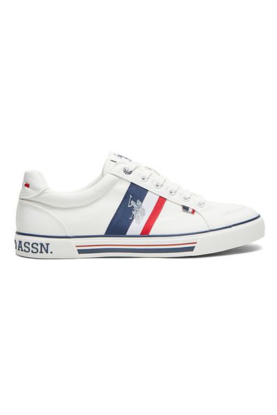 U.S. Polo Assn. Men's White Low-Top Sneakers,Lightweight Casual Shoes for Classic Look