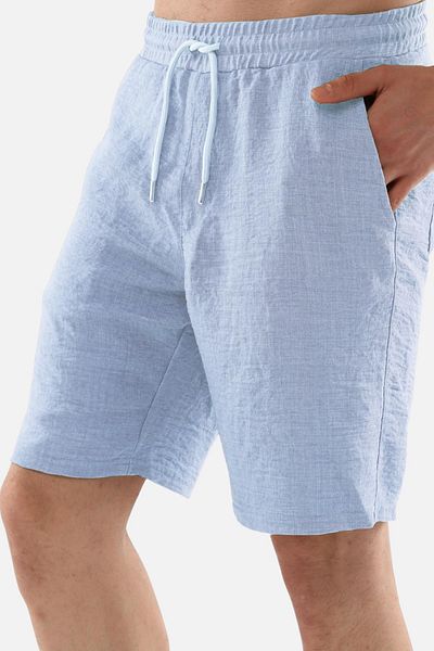 CEDY DENIM Ανδρικό καλοκαιρινό συνθετικό λινό ψηλόμεσο ελαστικό, φαρδύ σορτς C348