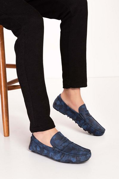 Gondol Pantofi pentru bărbați din piele naturală cu talpă flexibilă cu model de camuflaj tx.11873
