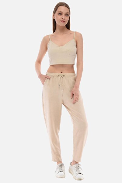 CEDY DENIM Women's Summer Synthetic Linen High Waist Elastic Skinny Leg Mom Pants C611