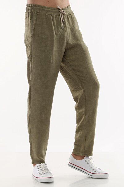 CEDY DENIM Men's Summer Synthetic Linen High Waist Elastic, Loose Cut Trousers C350