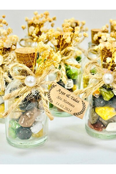 Decoloji Söz, Nişan, Kına, Düğün, Sünnet, Mevlüt, Nikah Şekeri Hatıra Hediye Cam Şişe Draje Çikolata, 10 Adet