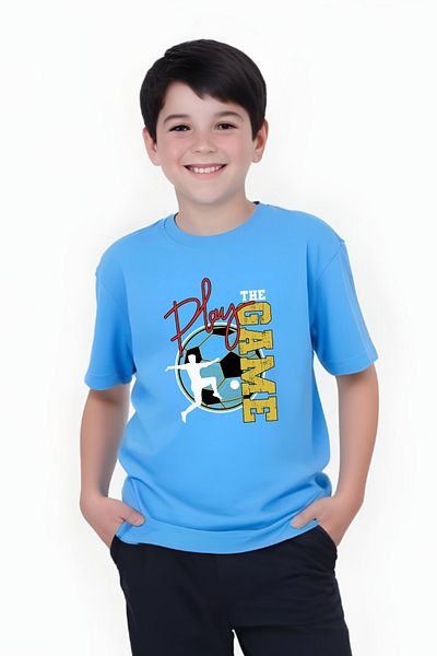 panios kids Tricou cu mânecă scurtă și gât rotund pentru băieți cu imprimeu Play Game
