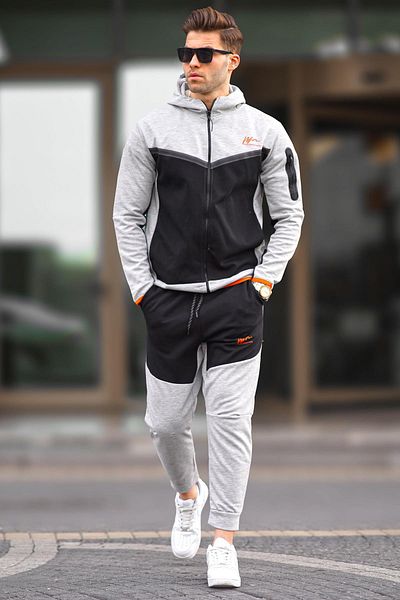 Madmext Dark Gray Zippered Men's Tracksuit Set 5697