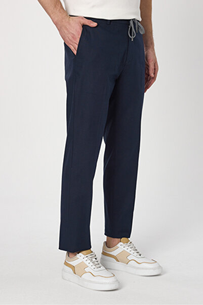 Frappoli Laupes Чоловічі темно-сині бавовняні джоггер-штани з шнурівкою на талії