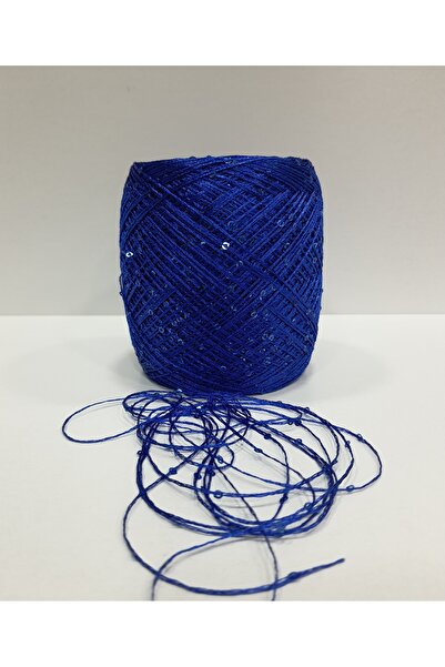 İPLİKOUTLET Saks Mavi Üzeri Mavi Pullu İp 200 Gram