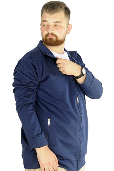 ModeXL Mode Xl Великий розмір Чоловічий кардиган на блискавці Stell з прямим коміром 20571 Indigo