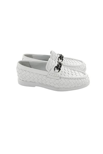 MİLONEK 202413471513   White Men's Loafer - Buckle, Straw Knit Casual Shoes