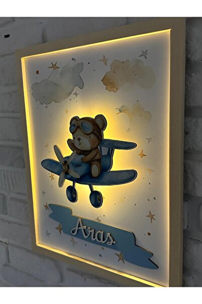 woodhomeworks Işıklı kapı süsü gece lambası dekor ucaklı