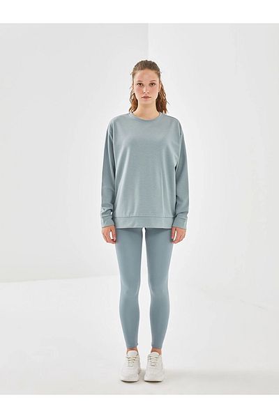 LC Waikiki Γυναικείο φούτερ Xside Active Green Crew Neck Oversize