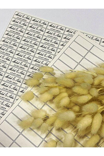 Decoloji Söz, Nişan, Kına, Düğün, Mevlüt, Sünnet, Nikah Şekeri Isim Etiketi, Beyaz Kağıt, 100 Adet, 3.2x1.5cm