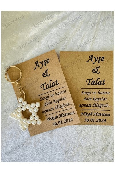 Decoloji Söz, Nişan, Kına, Düğün, Mevlüt, Sünnet, Nikah Şekeri Hediye Hatıra Inci Anahtarlık, 10 Adet
