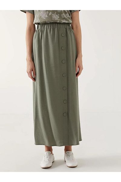 LC Waikiki Γυναικεία φούστα LCW Grace Khaki με ελαστική μέση