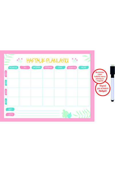 Sezginer Reklam Ajans Haftalık Diyet Magnet Planlayıcı Kalem Hediyeli 1 Adet ...
