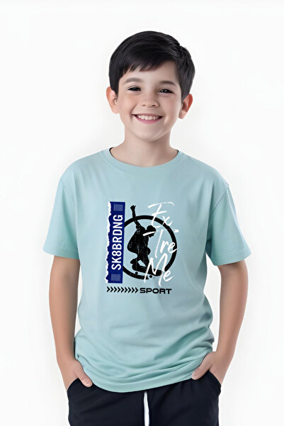 panios kids Tricou cu mânecă scurtă și gât rotund pentru băieți cu imprimeu